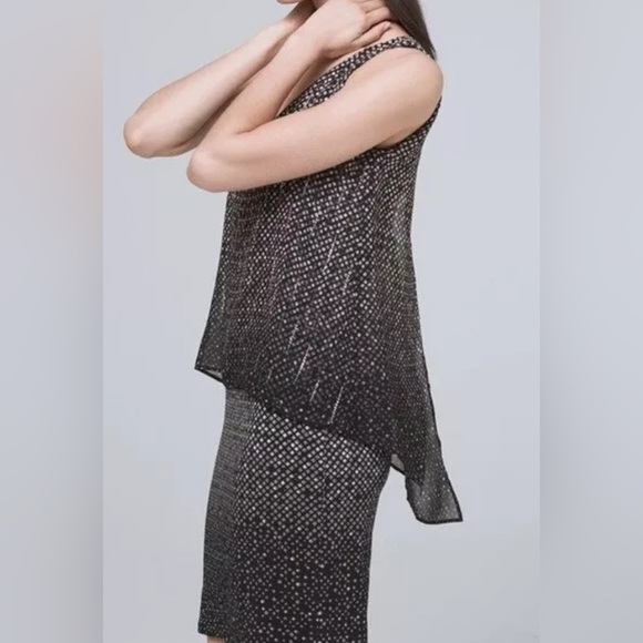 White House Black Market Chiffon Cape Dress Size Medium - Picture 2 of 14